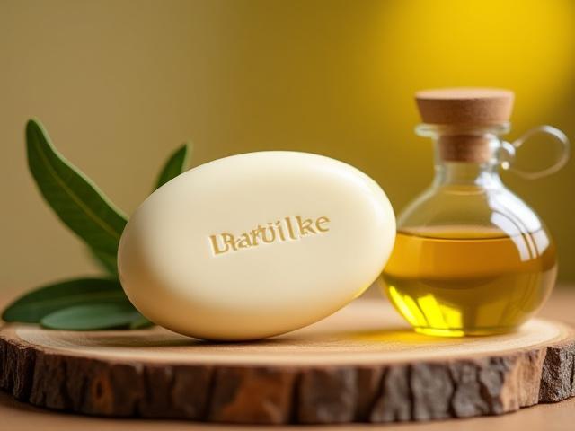 Close-up of 'The 3-Ingredient Bastille Bar' a smooth, creamy white soap bar.