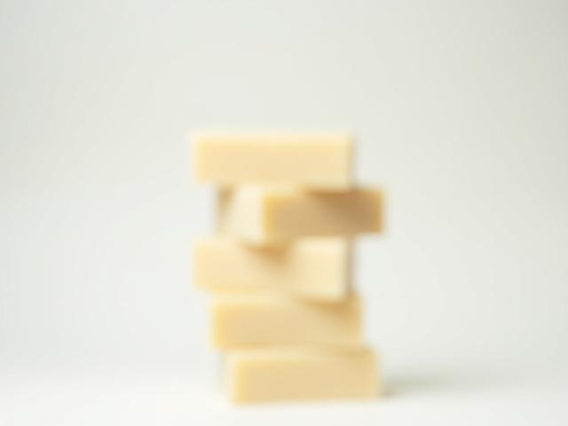 Stacked clean, white, and off-white fragrance-free soap bars